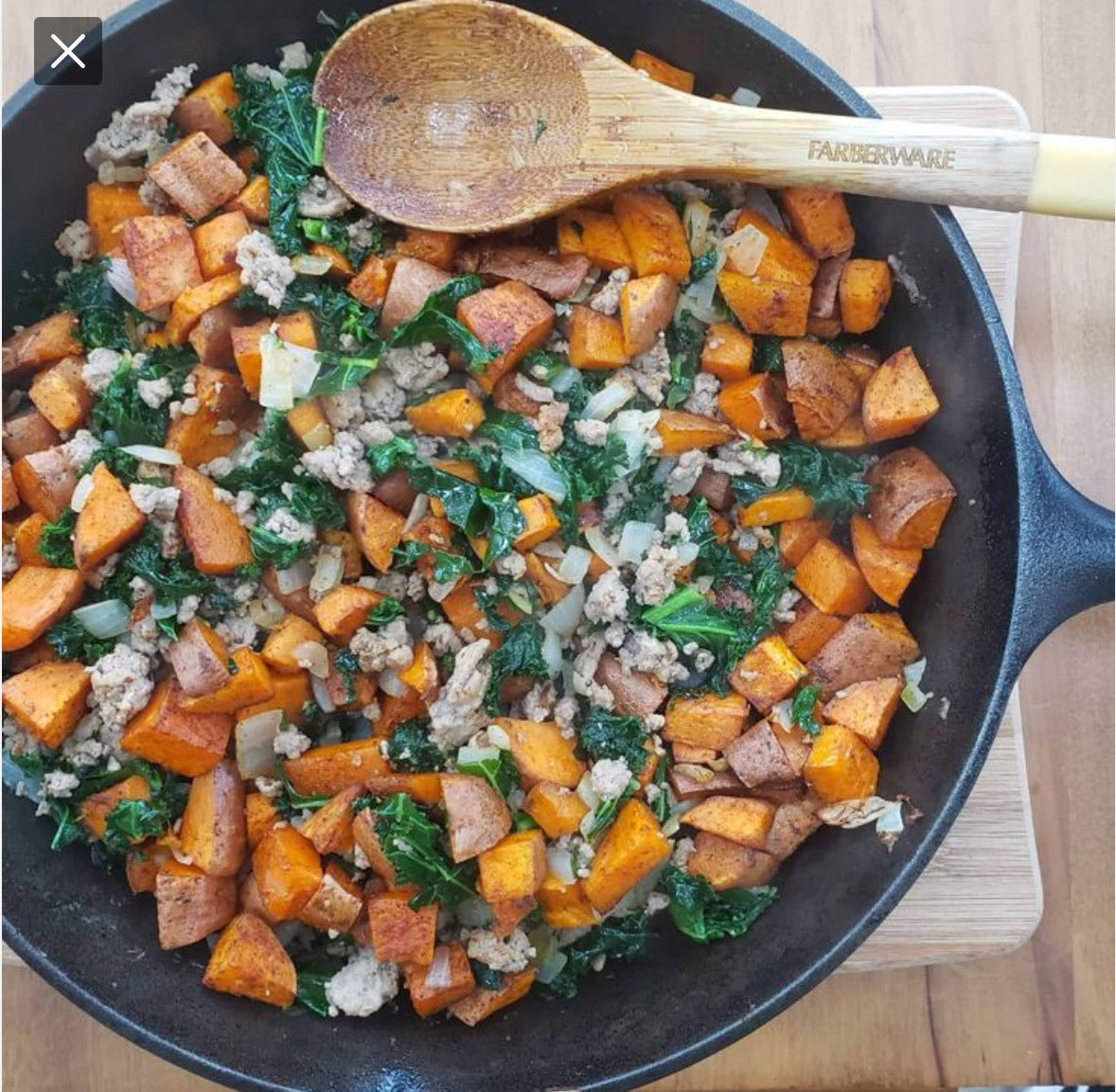 Turkey, Kale & Sweet Potato Skillet with Cranberry Quinoa