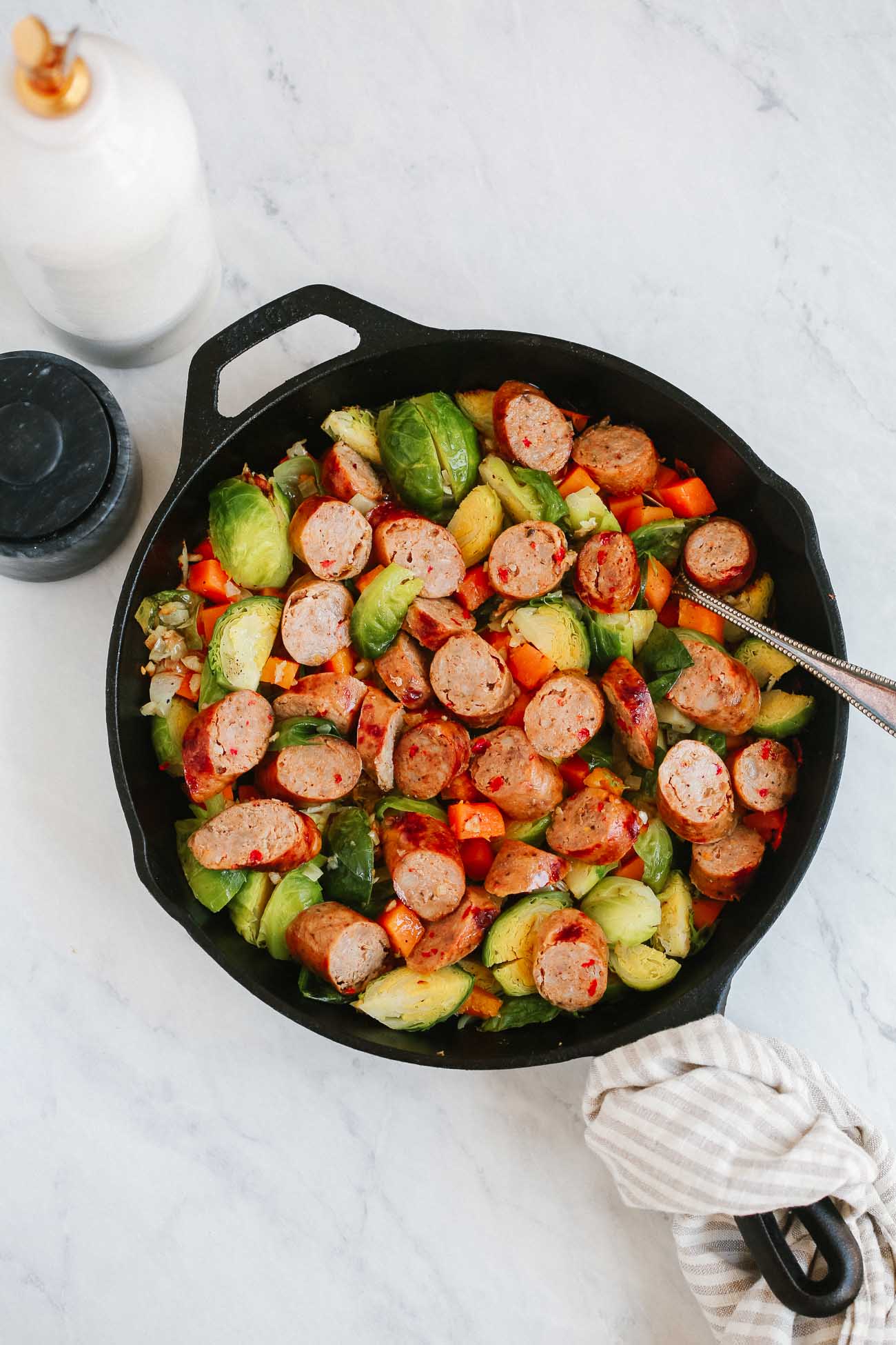 Sausage With Brussels Sprouts Skillet